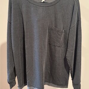 UMGEE #57 - NWT Raised ribbed Long Sleeve Shirt black and charcoal (bin S4) Plus